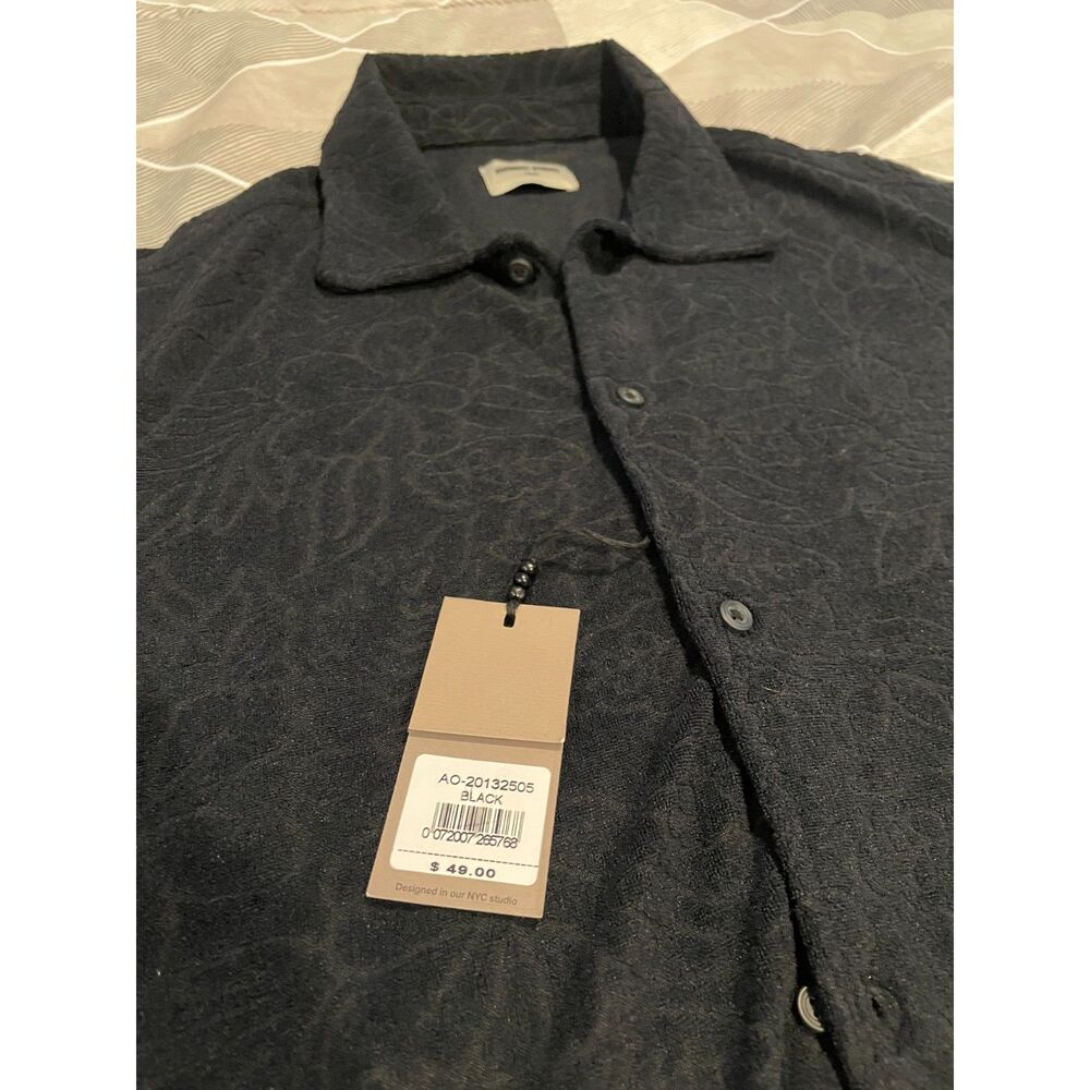 Amongst Others Men’s Small Black Floral Jacquard Button-Up Shirt NWT MSRP $49